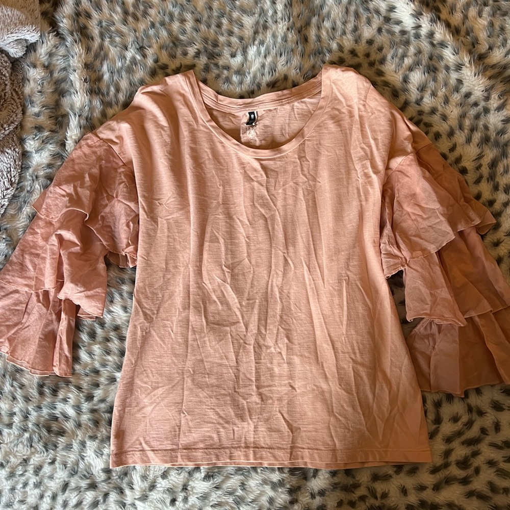 Trendy Pink Ruffled Top - Picture 2 of 5